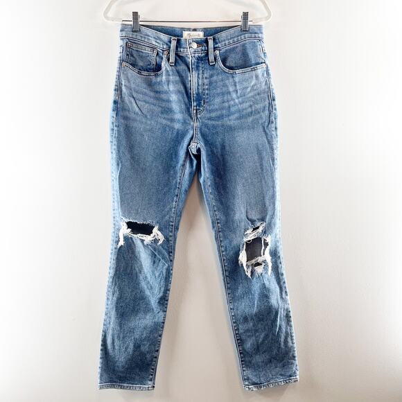 Madewell The Roadtripper High Rise Slim Boyjeans Ripped Edition Blue 26 - Picture 2 of 9